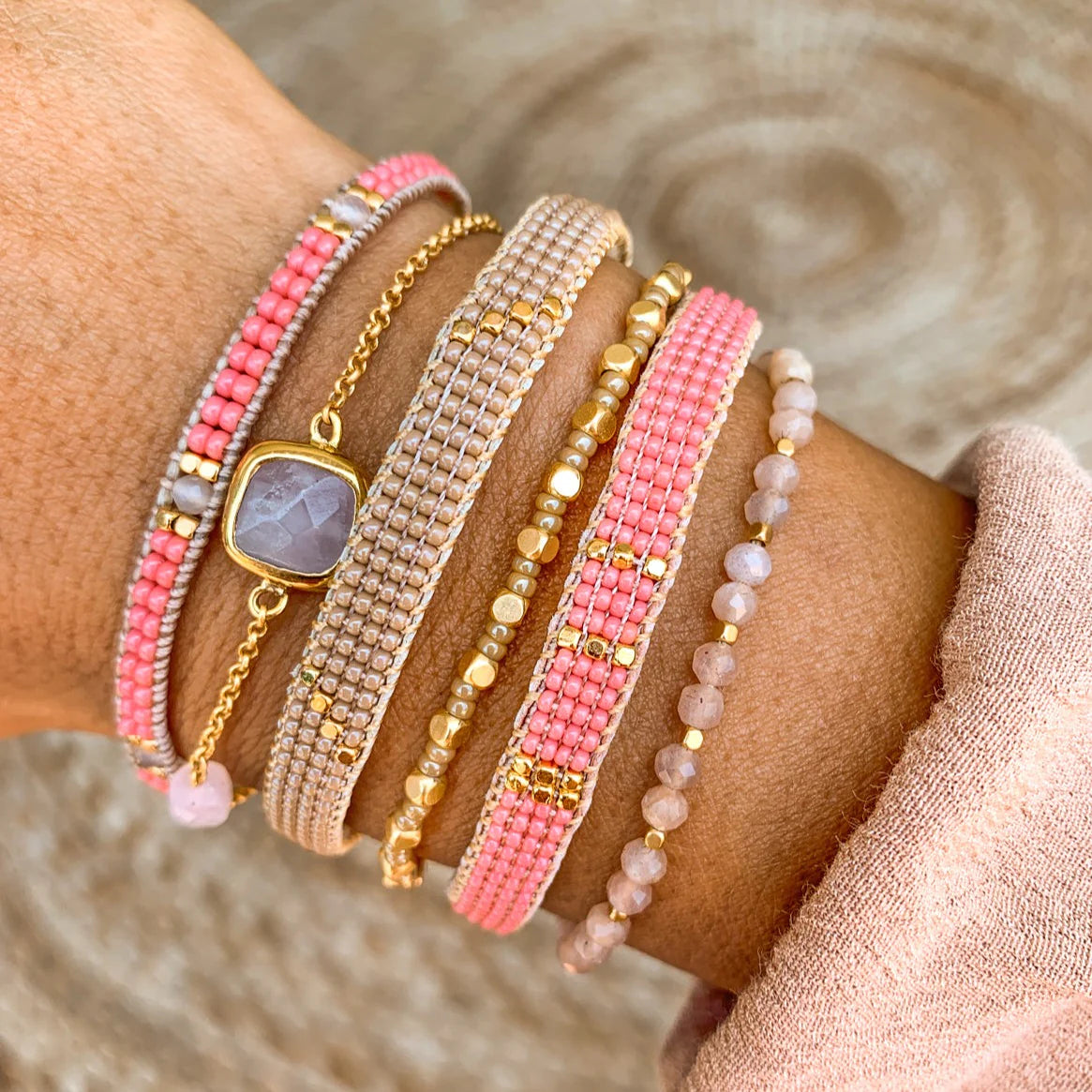 IBU JEWELS - Damen Armband "Lulu Stone Dot" DU02 Sunstone