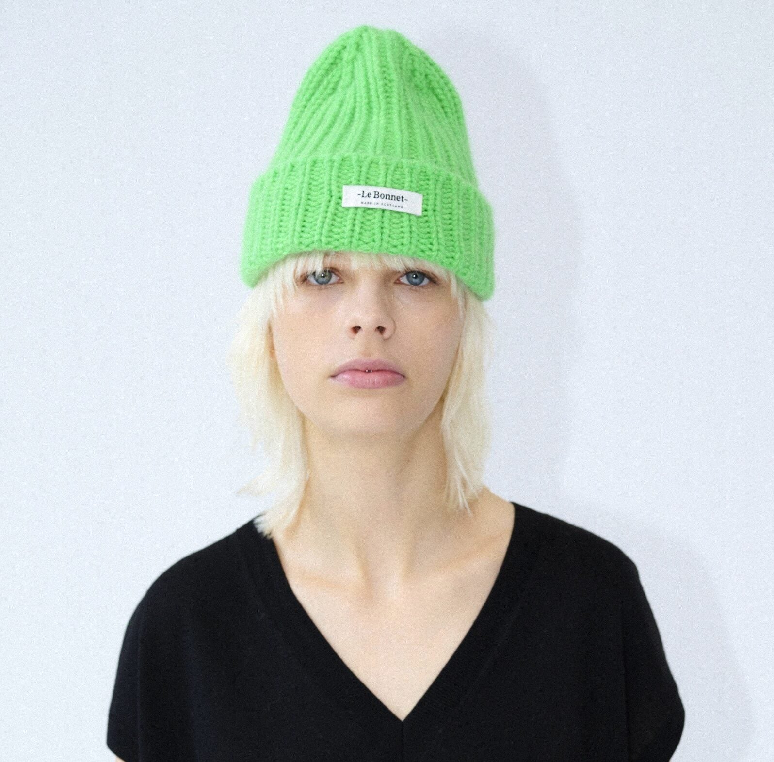 Le Bonnet - Strickmütze "Logo Neon Green"
