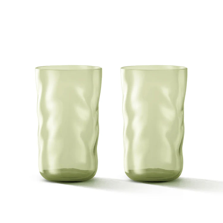 Paveau - Swirl Longdrink Glasses, Set of 2, Moss