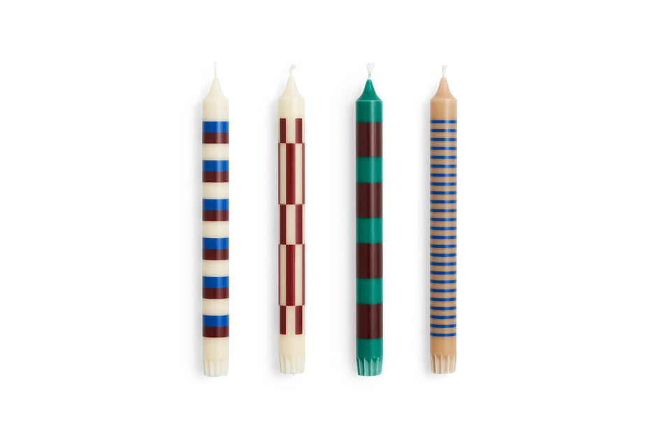 HAY - Kerzen "Pattern" 4er Set Green/ Blue/ Brown