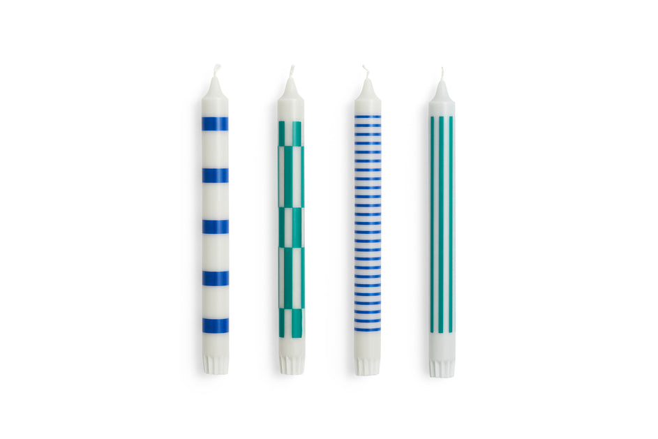 HAY - Kerzen-Set "Pattern" Grey/Blue/Green