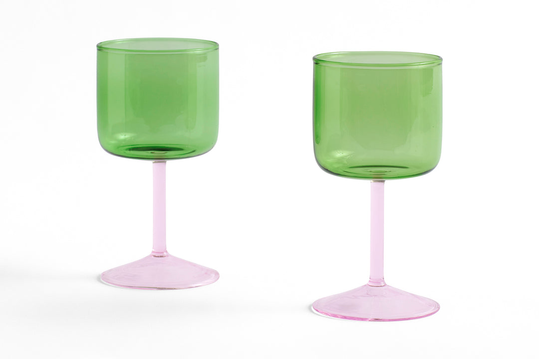 HAY - Weinglas "Tint" 2er Set Green/ Pink