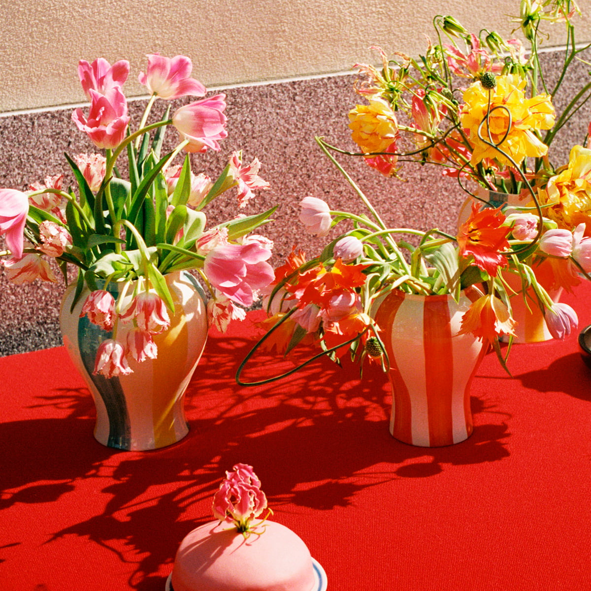HAY - Vase "Sobremesa" L Stripe Green/ Yellow