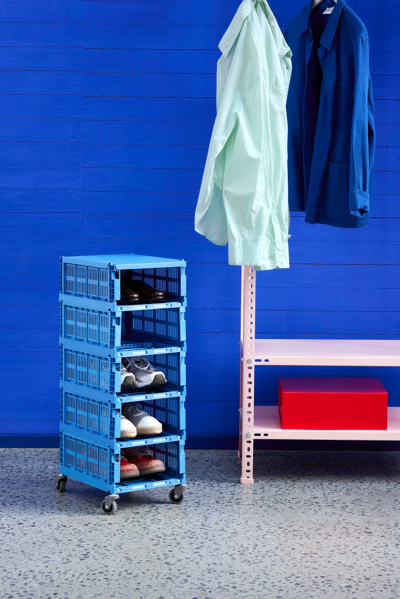 HAY - Colour Crate Rollen L 4er Set Grey