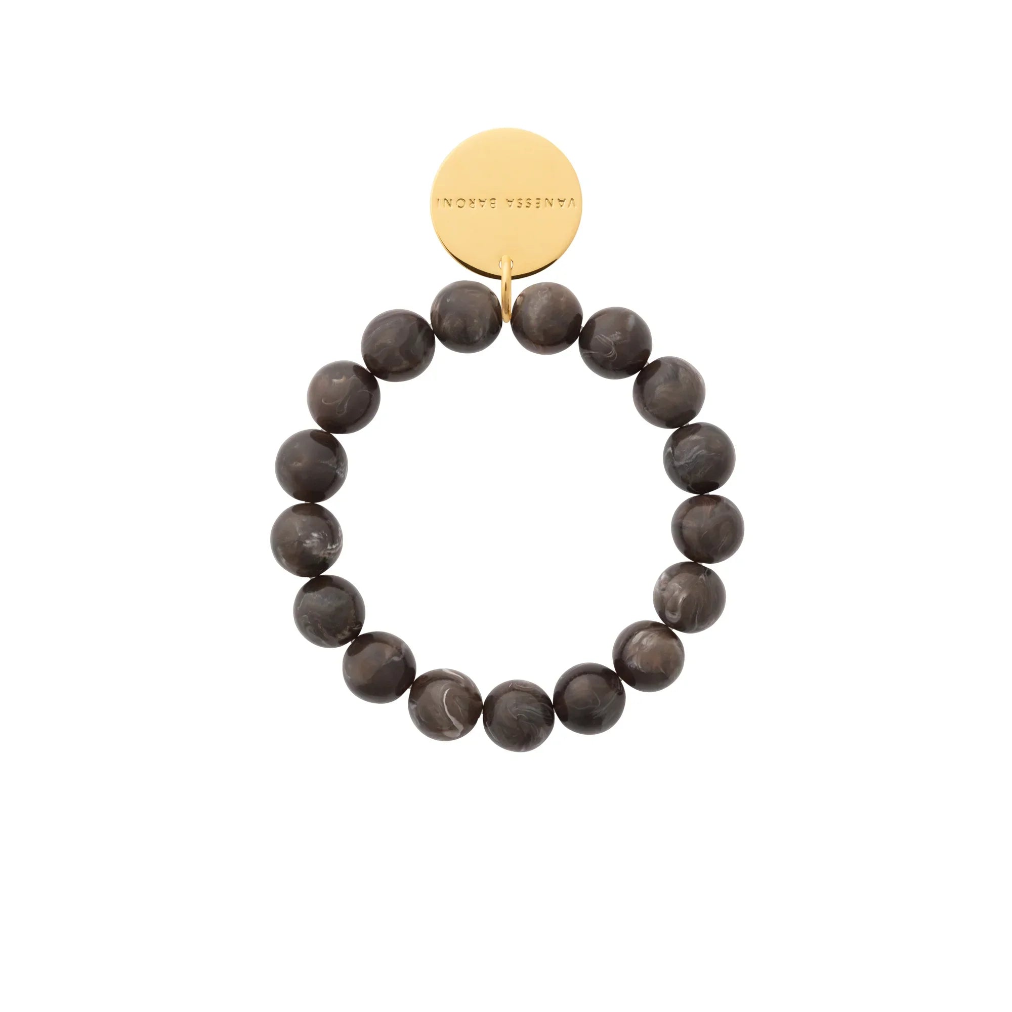 Vanessa Baroni - Mini Beads Flex Bracelet, VB2600DBM, Dark brown marble