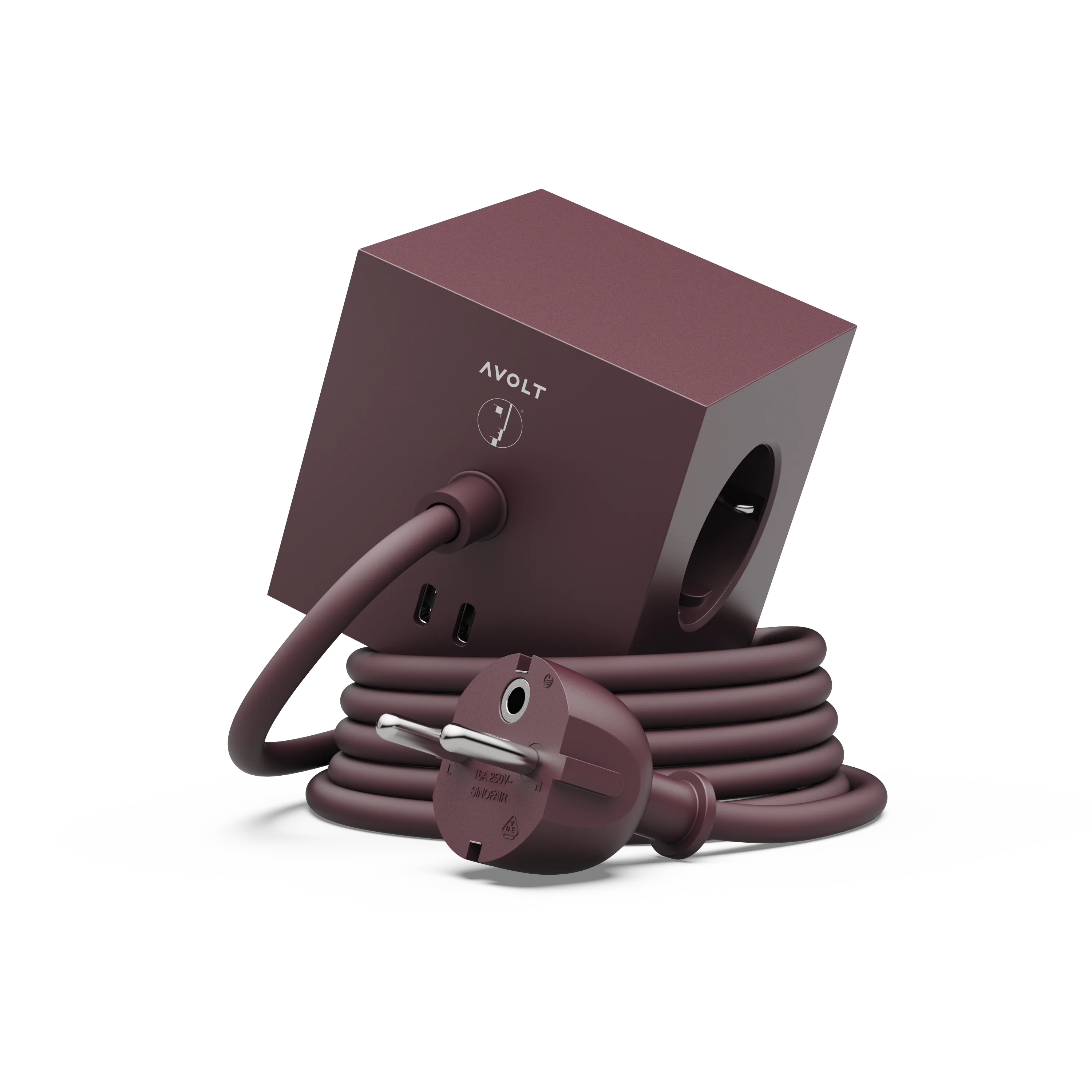 AVOLT - Steckdosenleiste "Square 1" USBC Mulberry Red