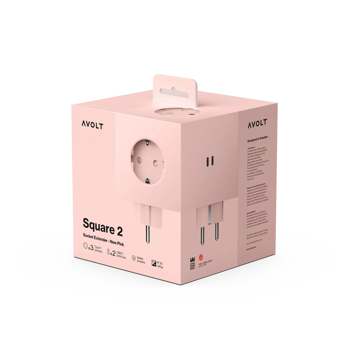 AVOLT - Steckdosenwürfel "Square 2" New Pink