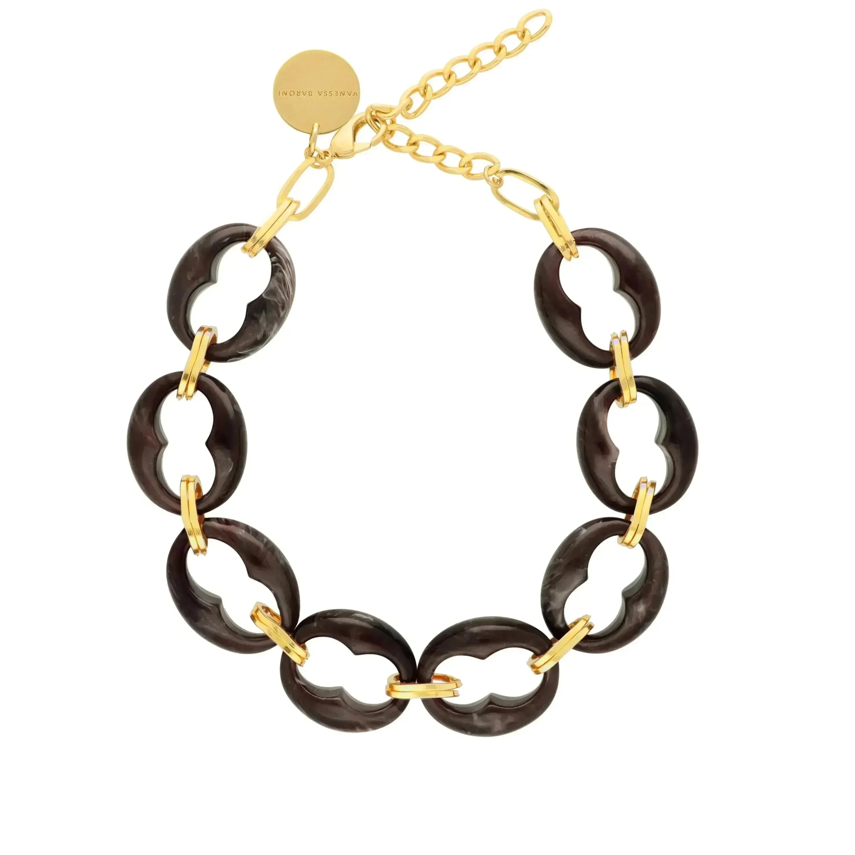 Vanessa Baroni - Small Turtle Necklace Short, VB2554DBM, Dark brown marble