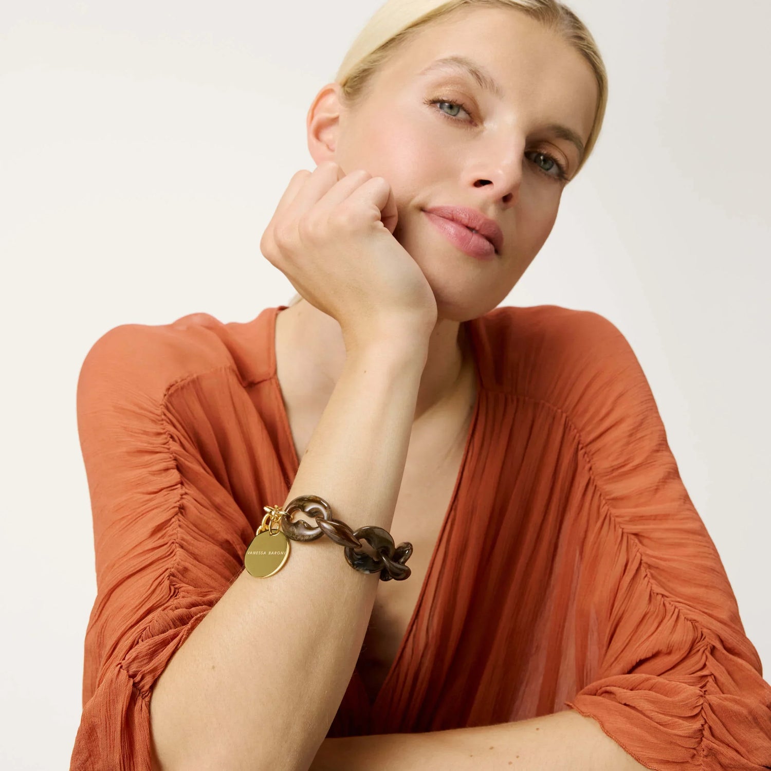 Vanessa Baroni - Small Turtle Bracelet, VB2514DBM, Dark brown marble