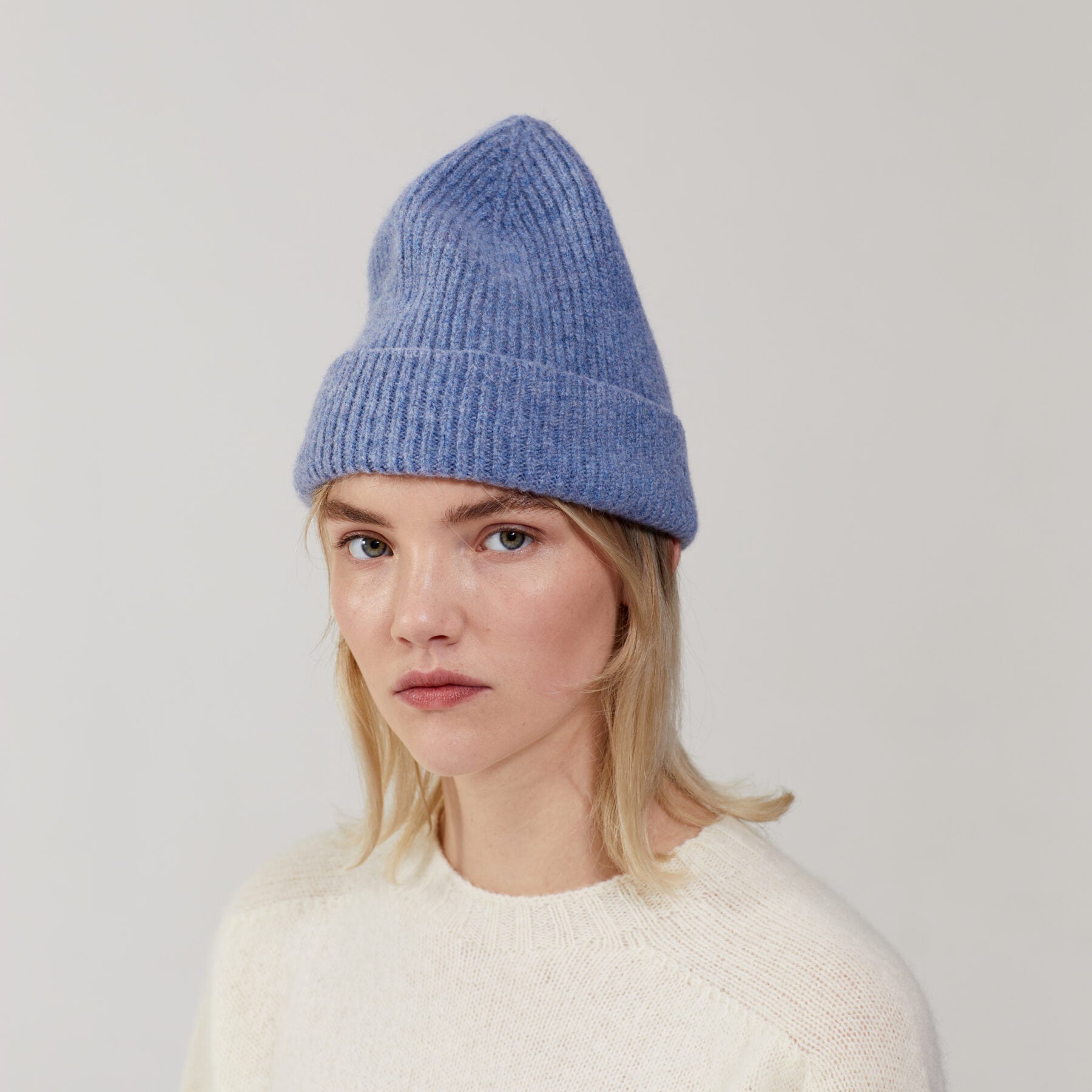 LE BONNET - Strickmütze "Beanie" Washed Denim One Size