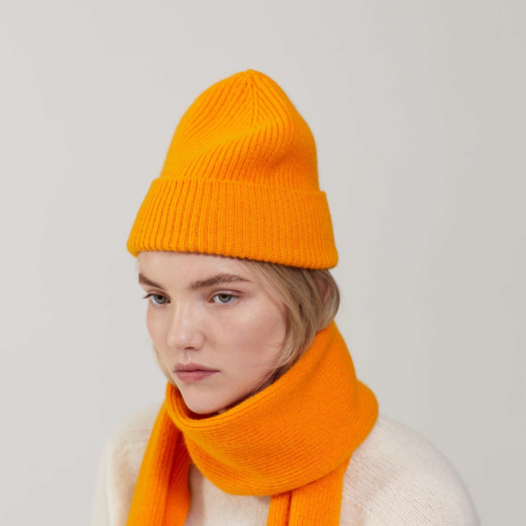 LE BONNET - Strickmütze "Beanie" Orange Peel