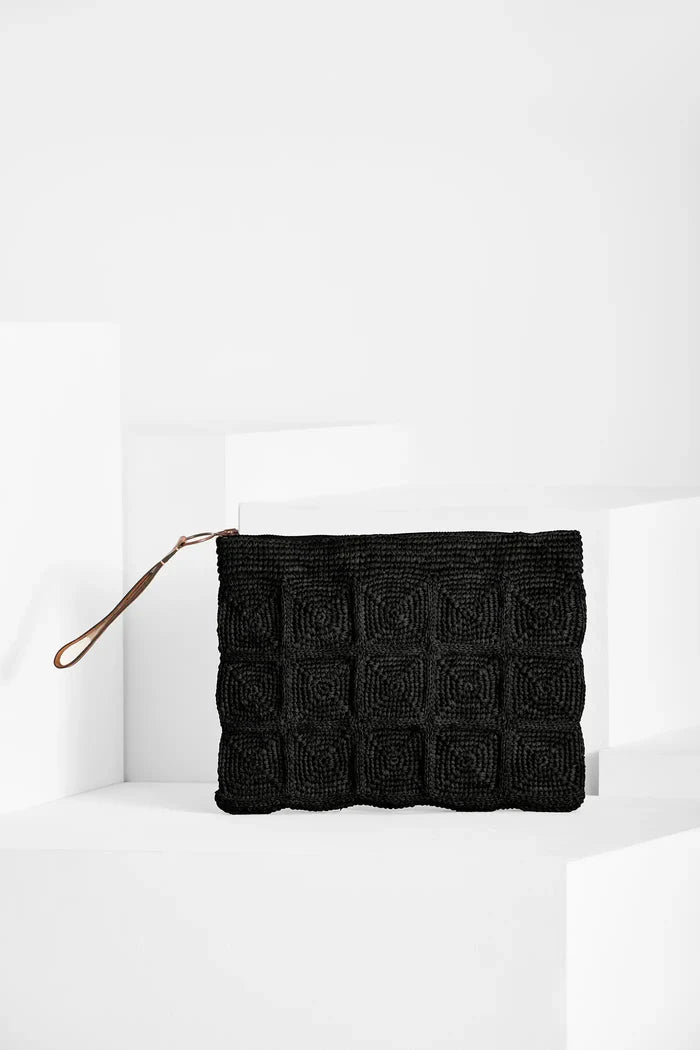 Black raffia clutch online