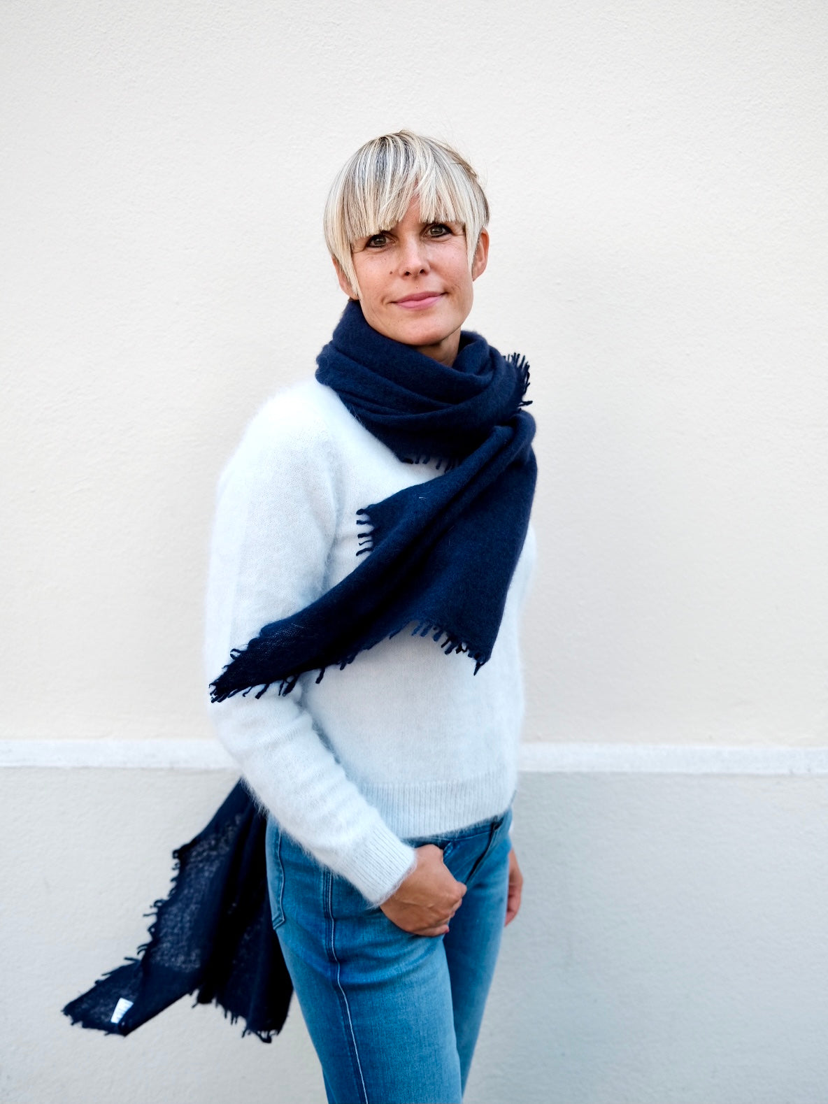 PUR SCHOEN - Kaschmirschal "246-9940" in Navy Blue - - No59 Conceptstore Cologne