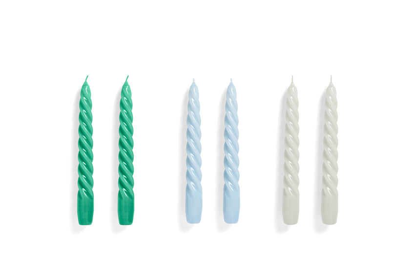 HAY - Kerzen "Twist" 6er-Set Green/Light Blue/Light Grey