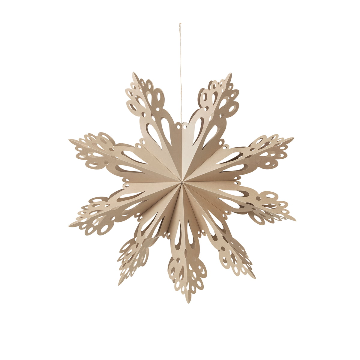 BROSTE COPENHAGEN - Weihnachtsdeko "Snowflake" Papier Natural Brown M