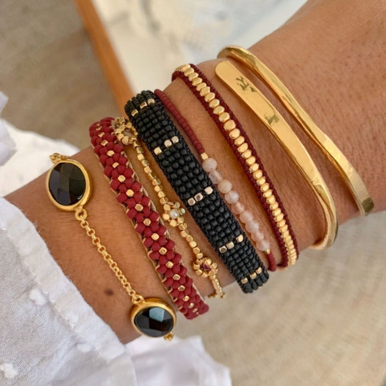 IBU JEWELS - Damen Armband "Jill Gold" DR15 Red Wine