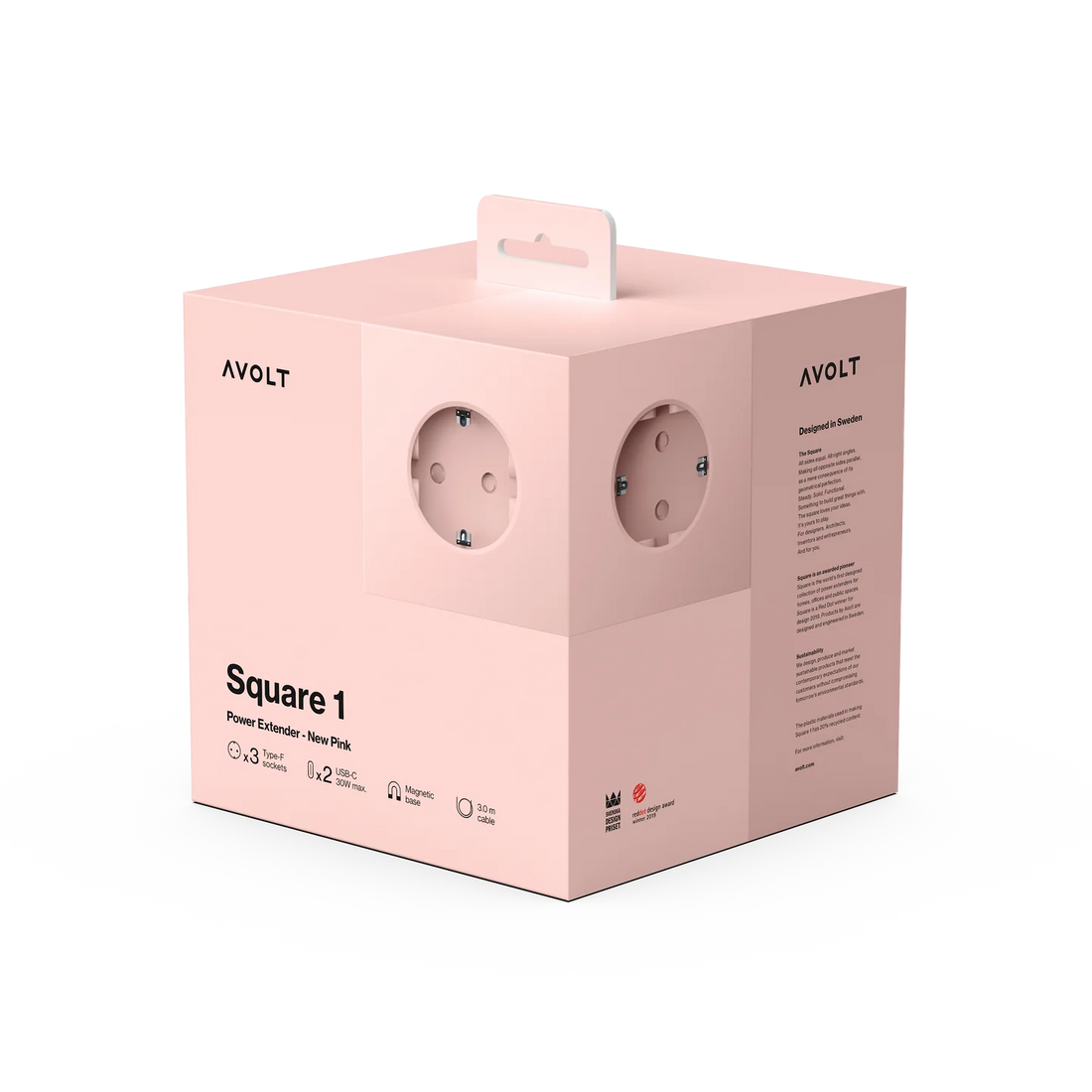 AVOLT - Steckdosenleiste &quot;Square 1&quot; USBC Pink