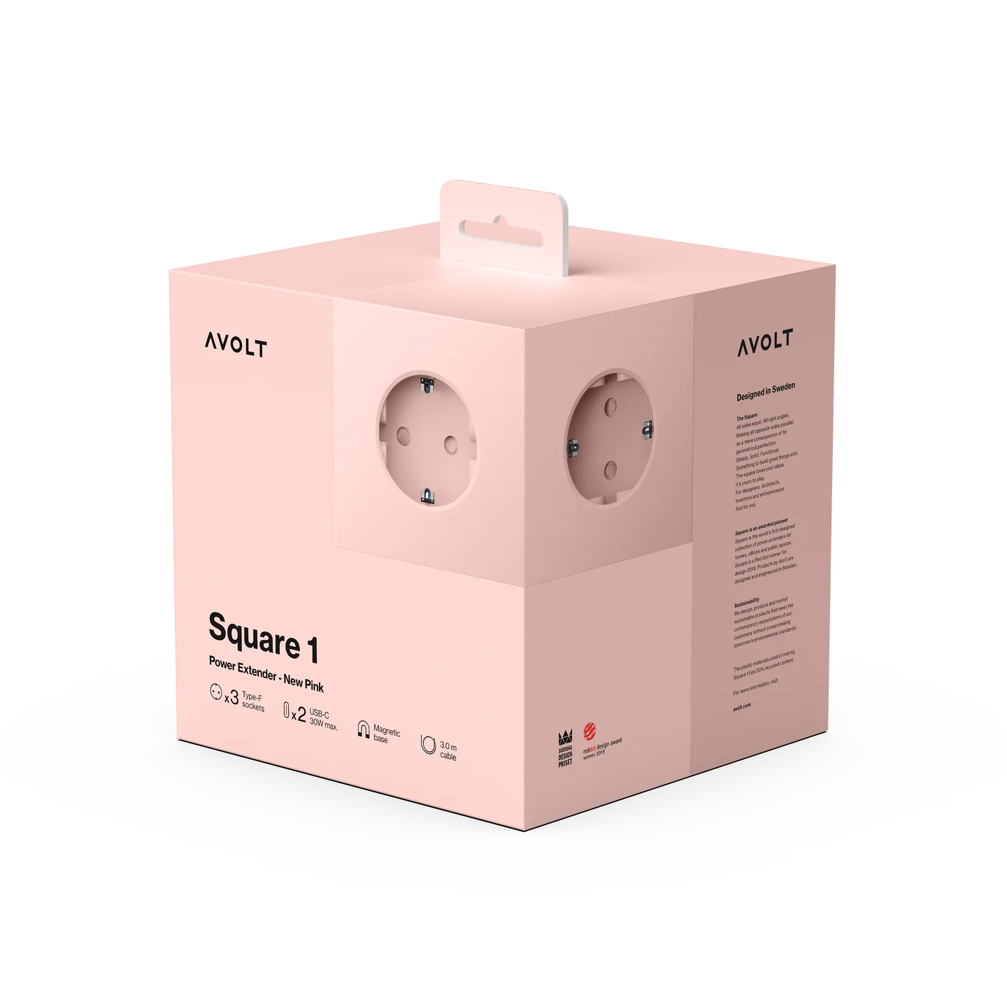 AVOLT - Steckdosenleiste &quot;Square 1&quot; USBC Pink