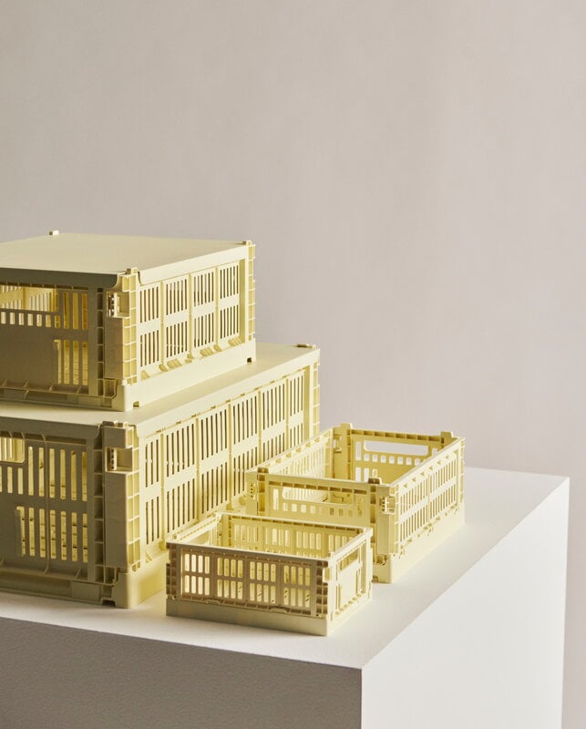 HAY - HAY Colour Crate Lid Plastic Medium Square Cube, Light yellow
