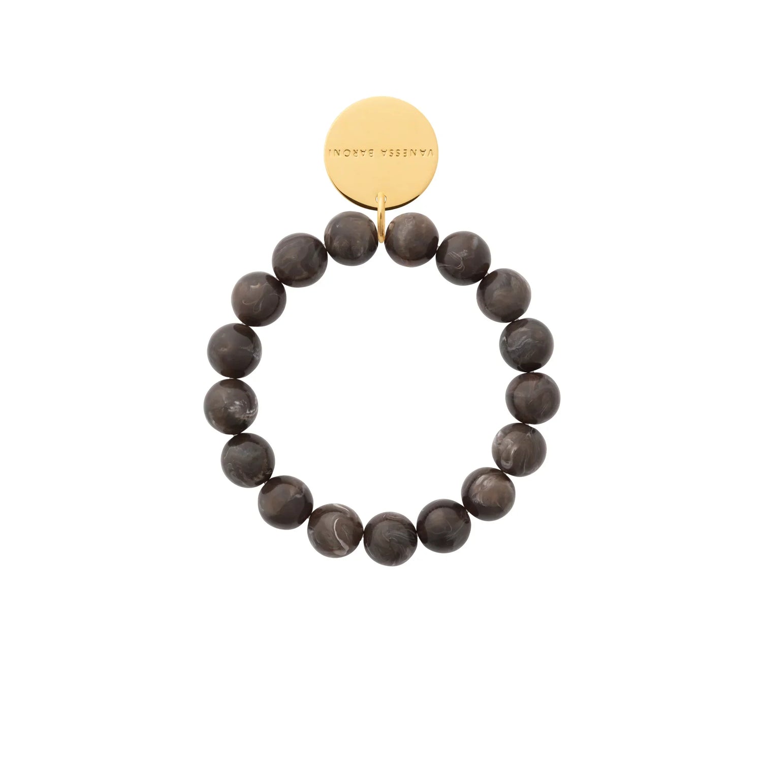 Vanessa Baroni - Mini Beads Flex Bracelet, VB2600DBM, Dark brown marble
