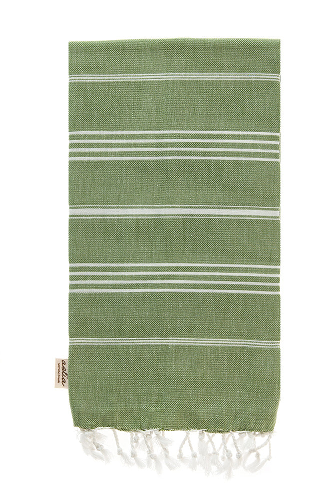 Aelia Anna - Strandtuch Samothraki Khaki Olive &amp; White Stripes