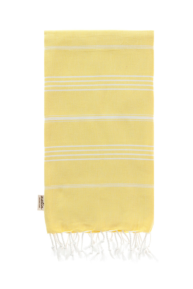 Aelia Anna - Strandtuch Samothraki Yellow &amp; White Stripes