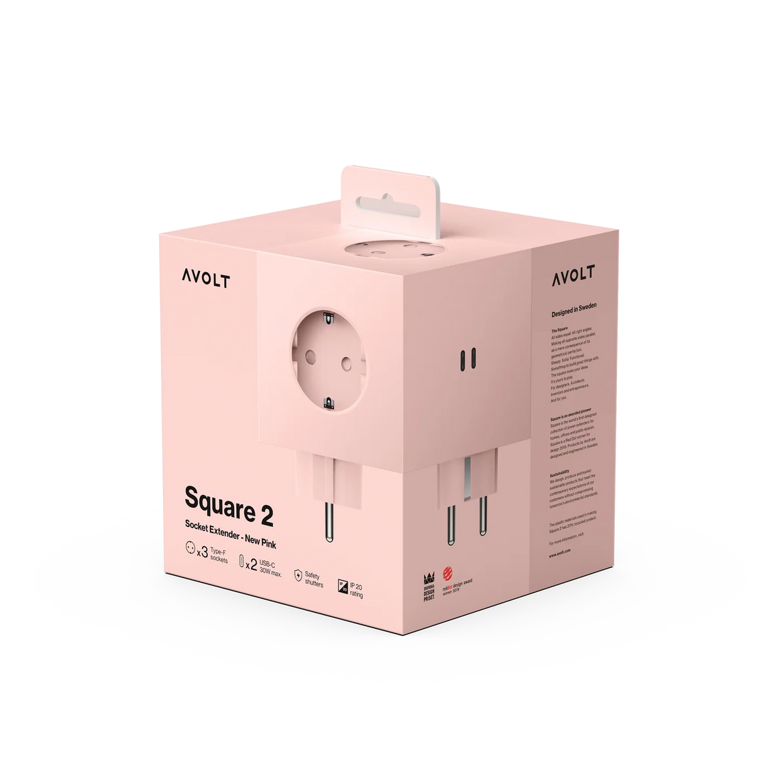 AVOLT - Steckdosenwürfel &quot;Square 2&quot; New Pink