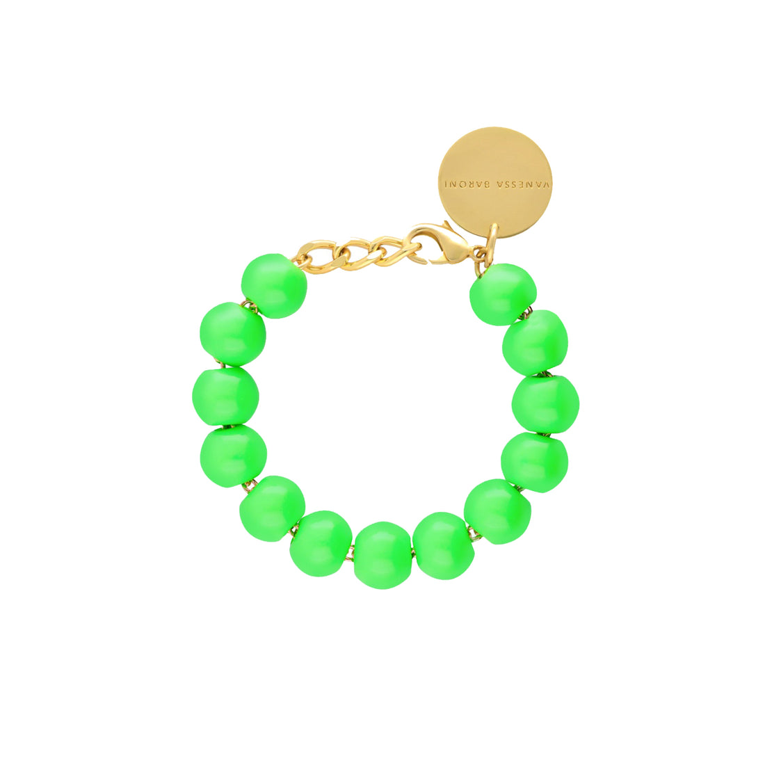 VANESSA BARONI - Armband &quot;Mini Beads&quot; Neon Green Marble