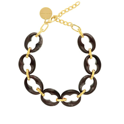 Vanessa Baroni - Small Turtle Necklace Short, VB2554DBM, Dark brown marble