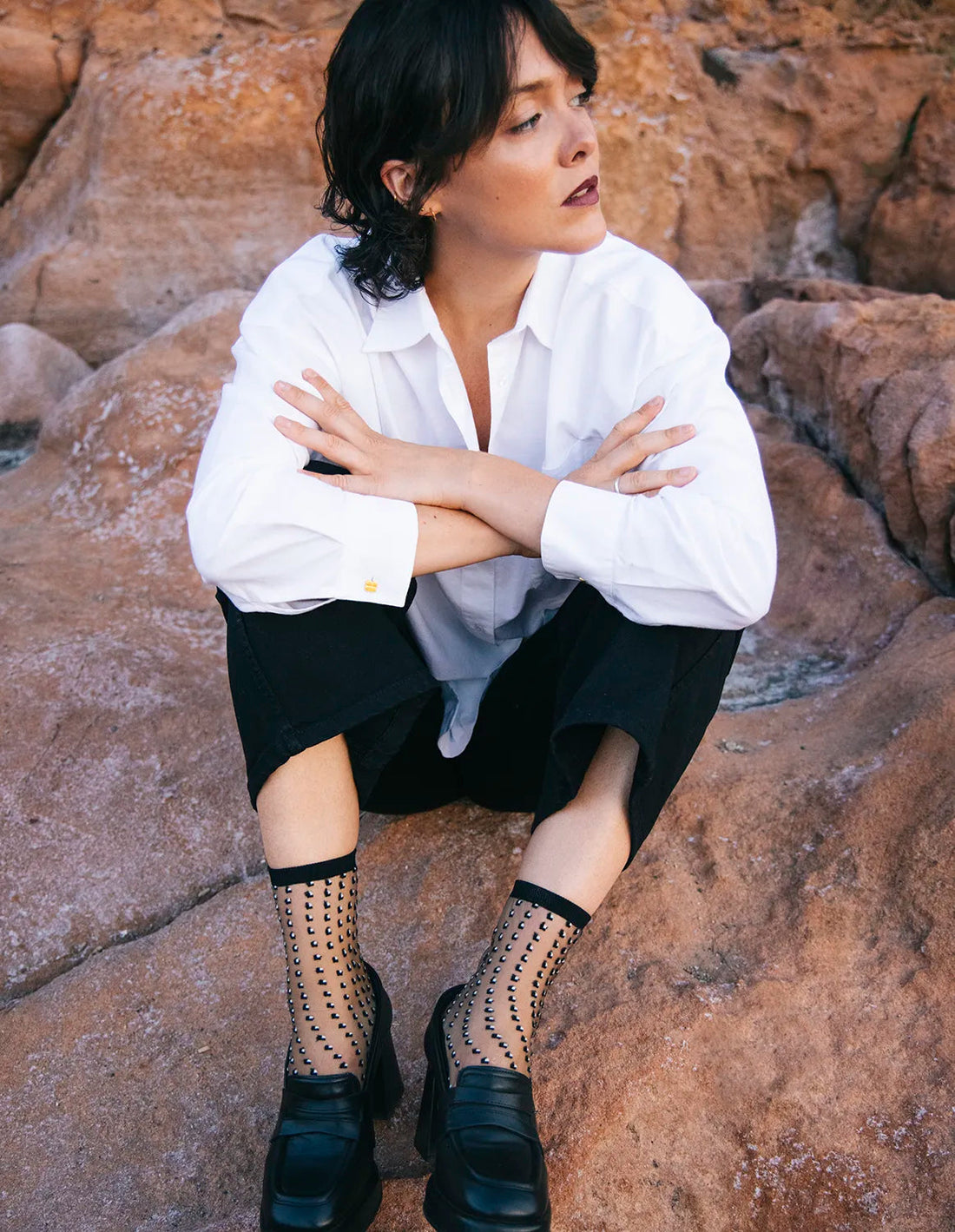 St Eustache - Socken, 5CHCREBK3638, Crescent Dunes Black 36-38