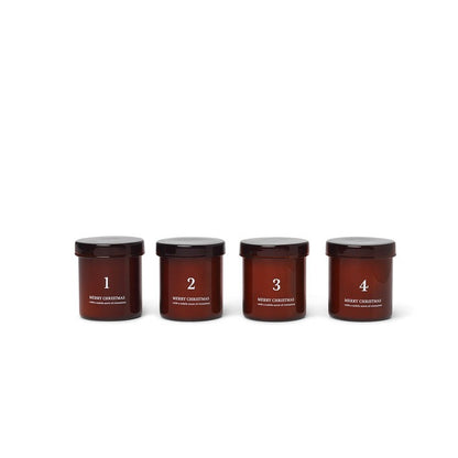 FERM LIVING - Adventskerzen &quot;Scented&quot; 4er Set Red Brown