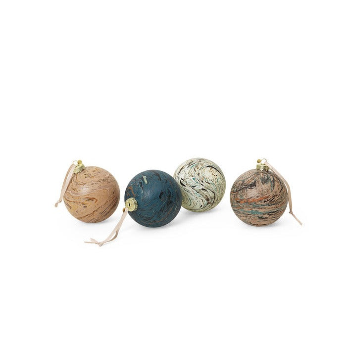 FERM LIVING - Christbaumkugeln &quot;Marble&quot; 4er Set Mixed L