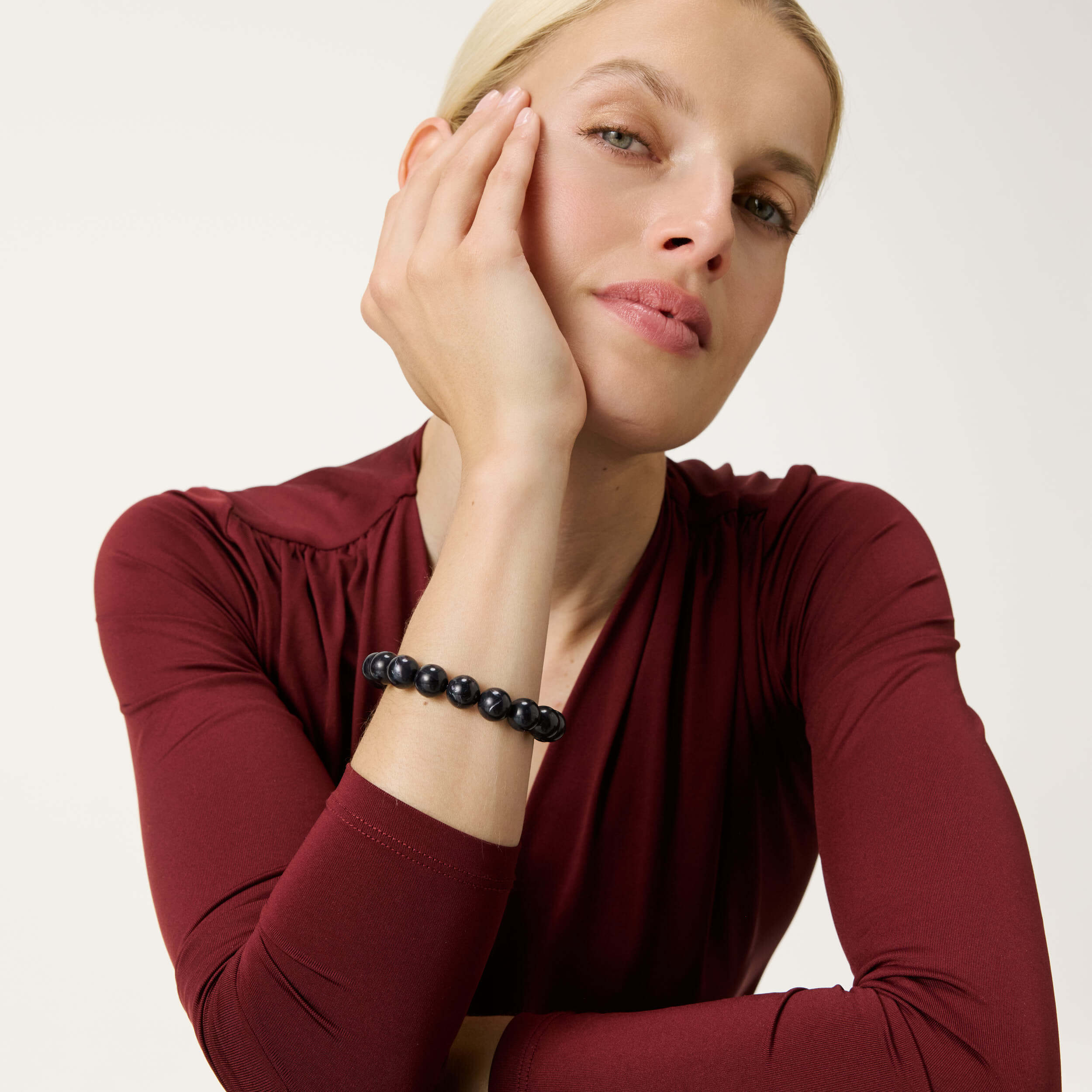 Vanessa Baroni - Mini Beads Flex Bracelet, VB2600BUM, black universe marble