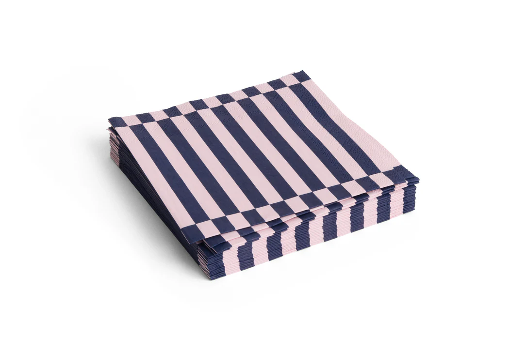 HAY - Gemusterte Servietten 20 Stk blau/rosa gestreift 40x40cm