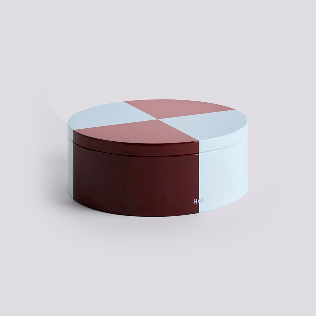 HAY - Tin Container Round, Burgundy and ice blue
