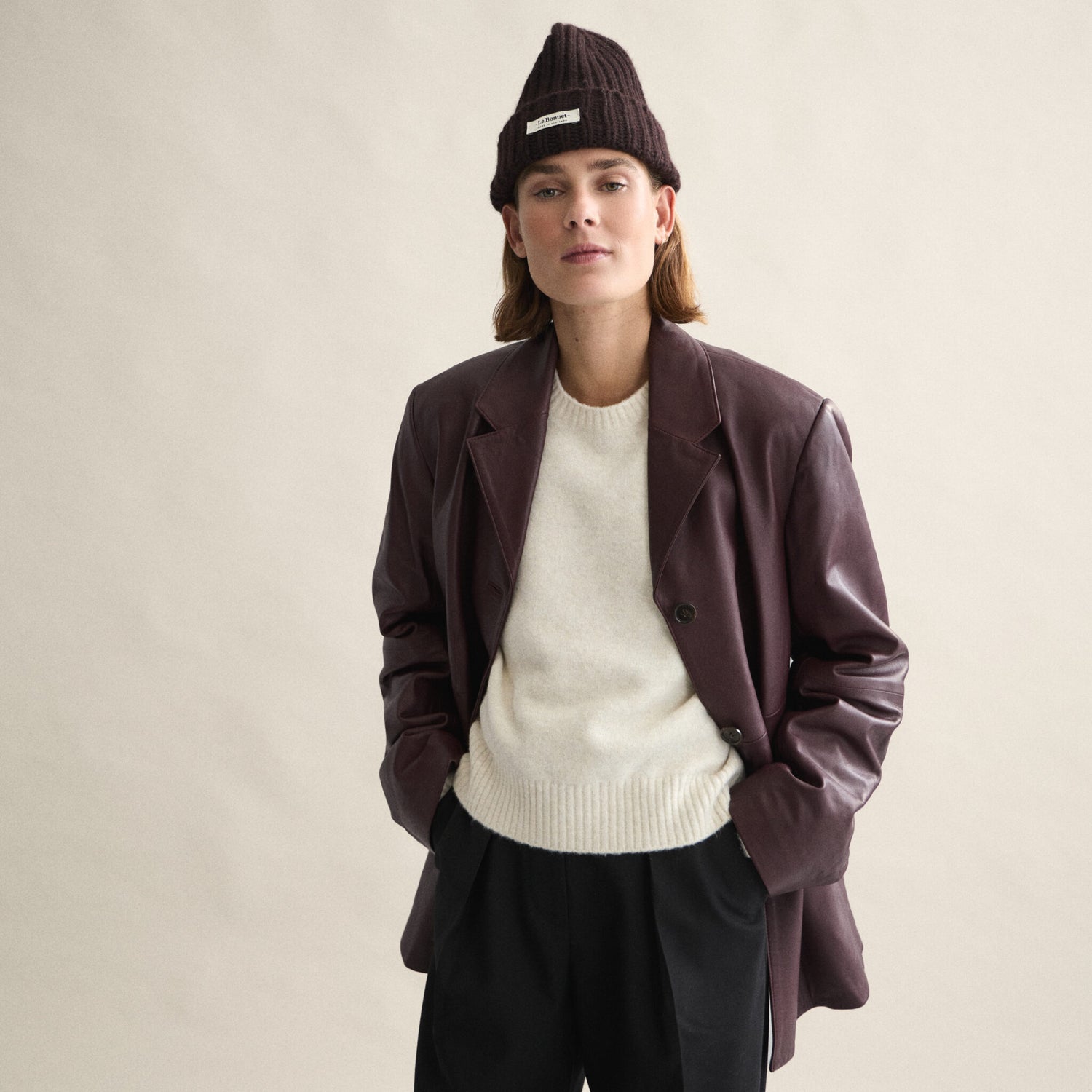 LE BONNET - Strickmütze &quot;Logo espresso&quot;