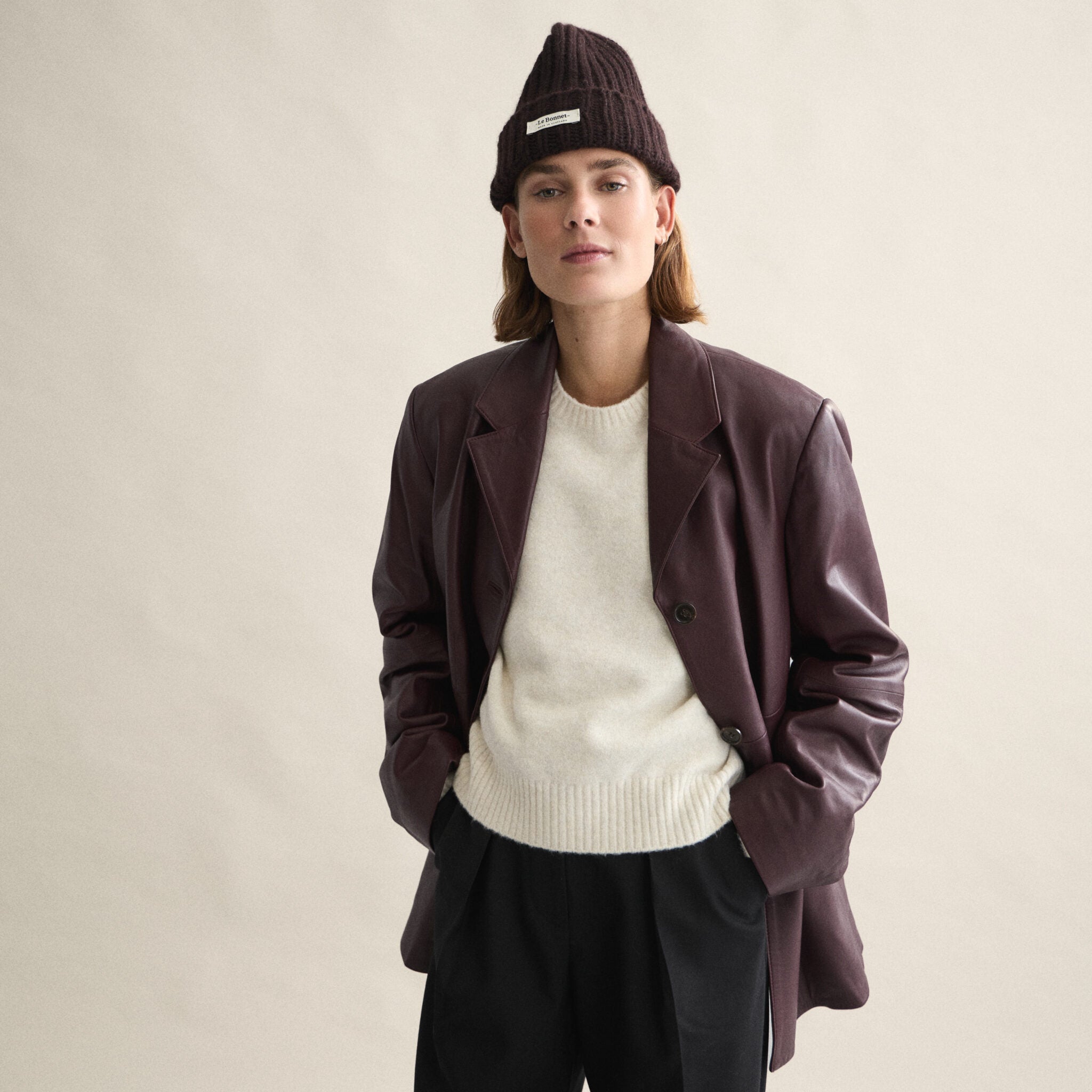 LE BONNET - Strickmütze &quot;Logo espresso&quot;