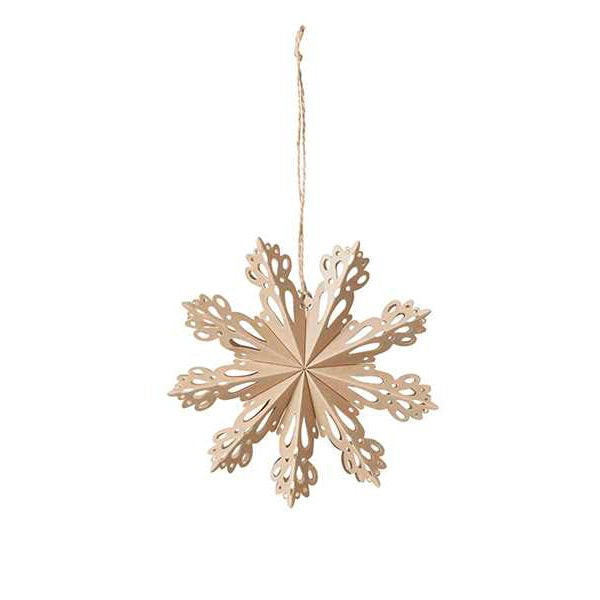 BROSTE COPENHAGEN - Weihnachtsdeko &quot;Snowflake&quot; Papier Natural Brown S