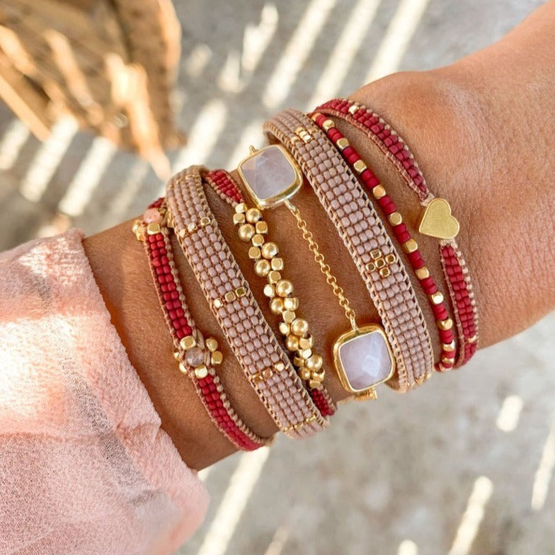 IBU JEWELS - Damen Armband &quot;Lulu 9 Stone&quot; DV15 Red Wine