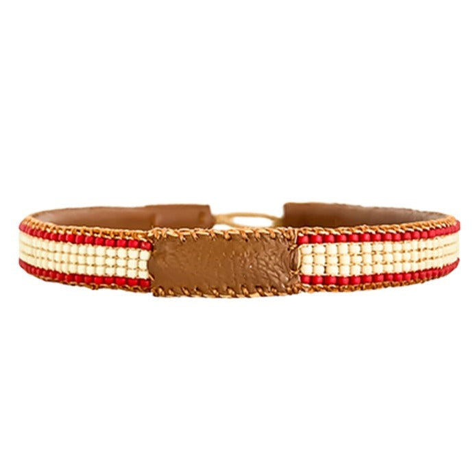 IBU JEWELS - Herren ArmbandMC02 &quot;Stripe&quot; Red/Bone