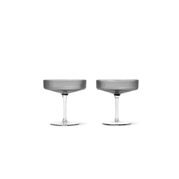 FERM LIVING - Champagner Schale &quot;Ripple&quot; 2er Set Smoked Grey